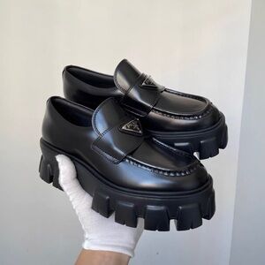 Prada Black Chunky Sole Loafers